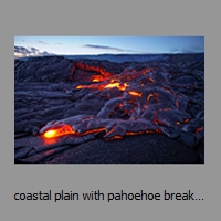 coastal plain with pahoehoe breakout at dusk